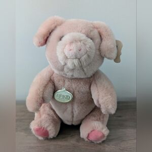 Vintage Gund 1989 Pigtails Pig Plush 8” Pink Stuffed Piggy Animal W/ Tag Sit NWT